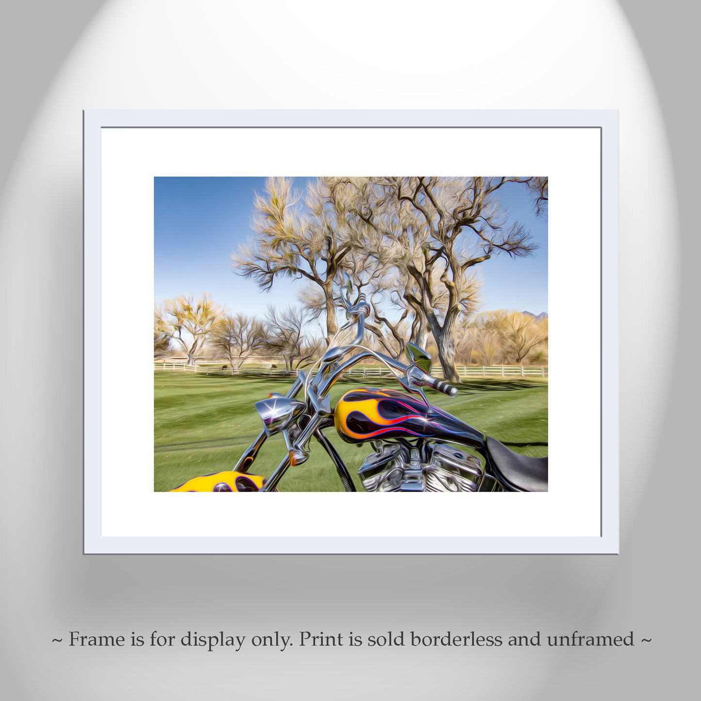 Motorcycle Art Print with Custom Show Bike on Framed Canvas Print