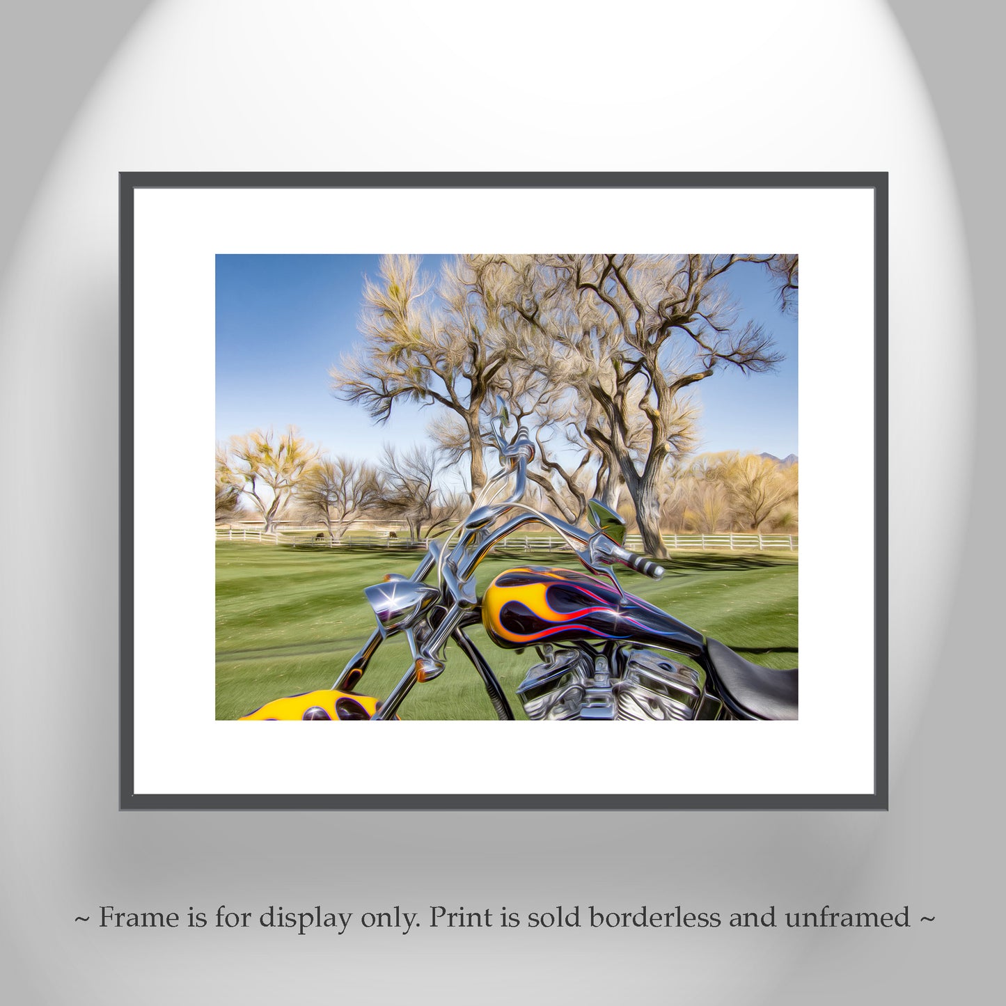 Motorcycle Art Print with Custom Show Bike on Framed Canvas Print