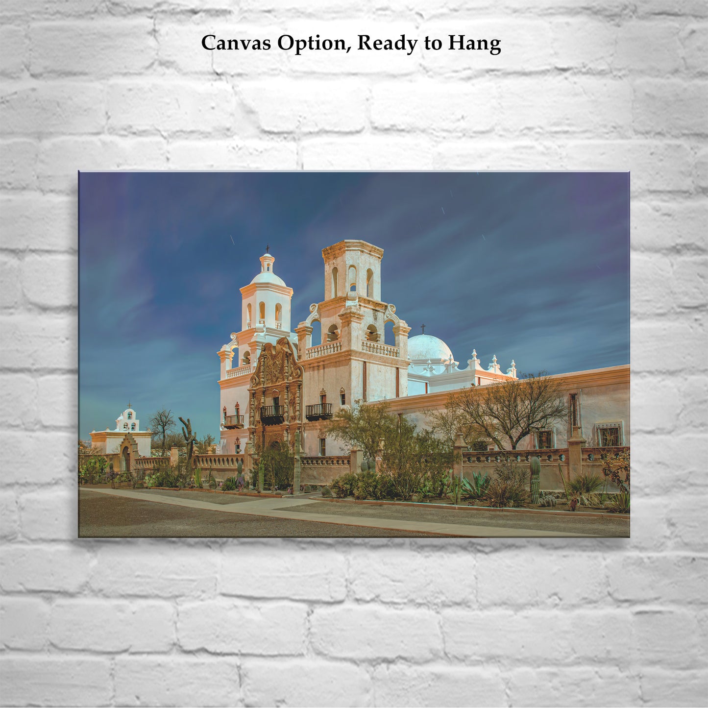 Art Photograph of San Xavier Mission in Arizona Desert Moonlight