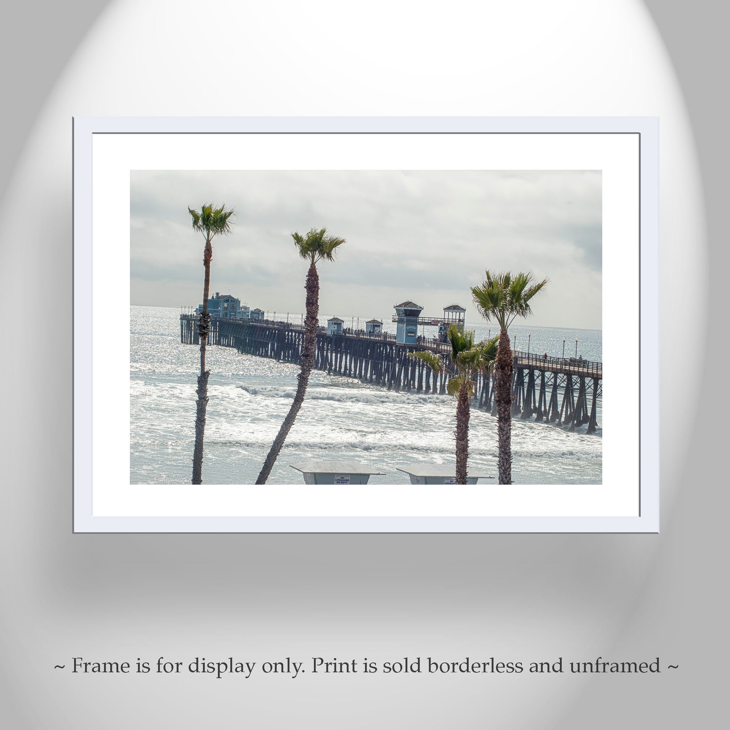 Oceanside California San Diego Art Print | Pacific Ocean Pier and Beach Palm Trees | Living Room Decor Gift
