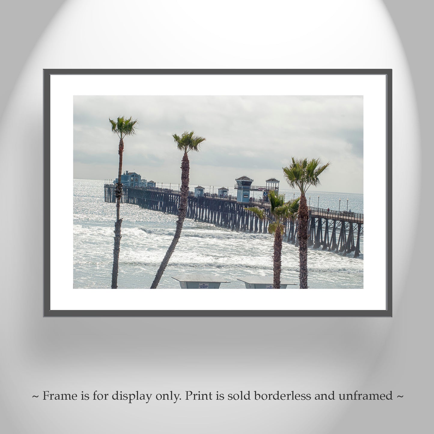 Oceanside California San Diego Art Print | Pacific Ocean Pier and Beach Palm Trees | Living Room Decor Gift