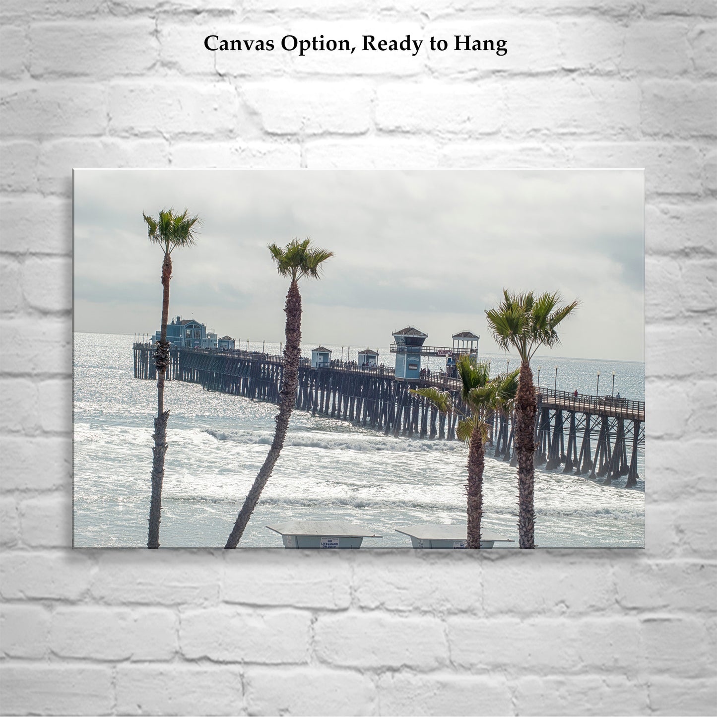 Oceanside California San Diego Art Print | Pacific Ocean Pier and Beach Palm Trees | Living Room Decor Gift