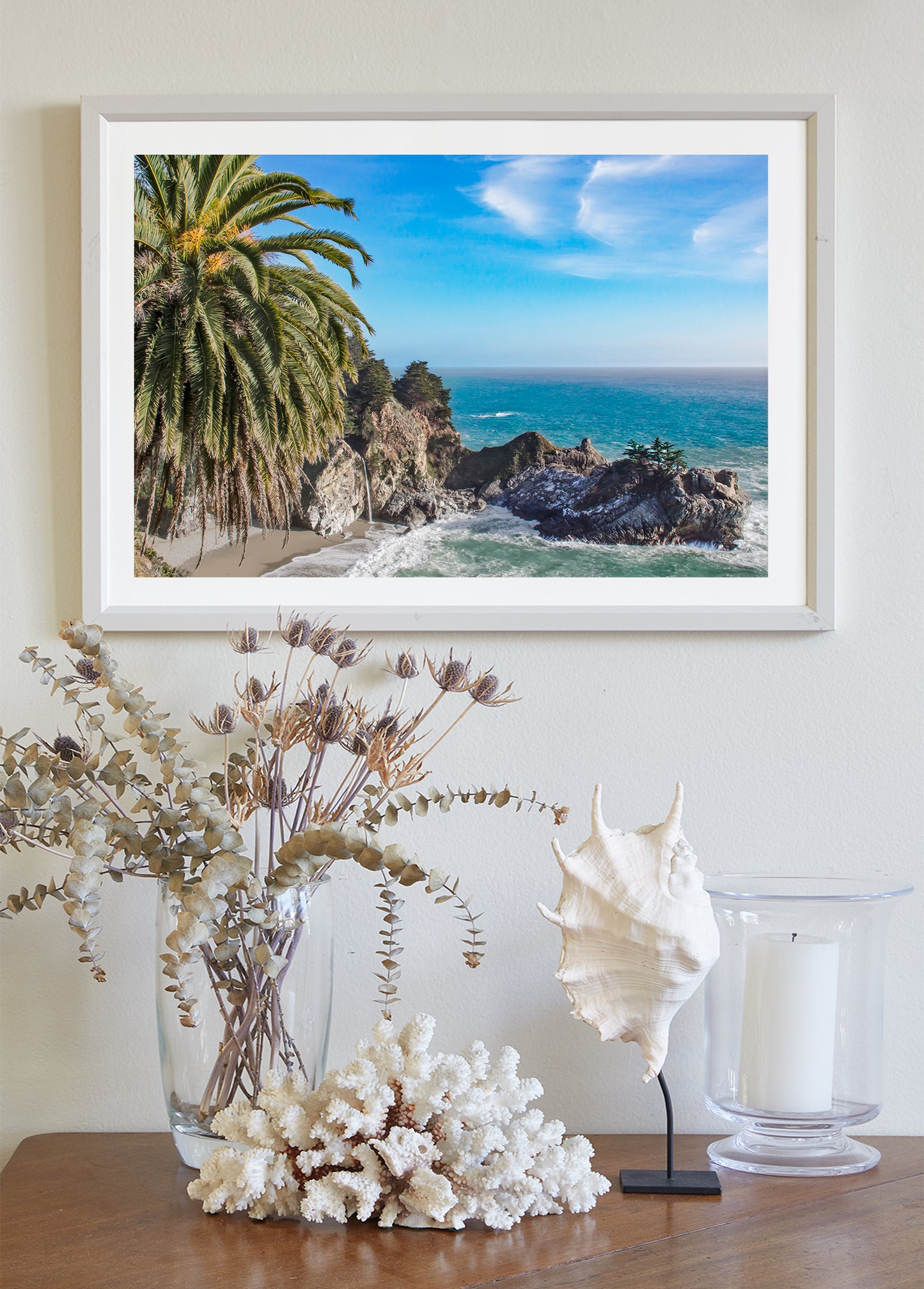California Beach Picture with McWay Falls Pacific Ocean Seascape