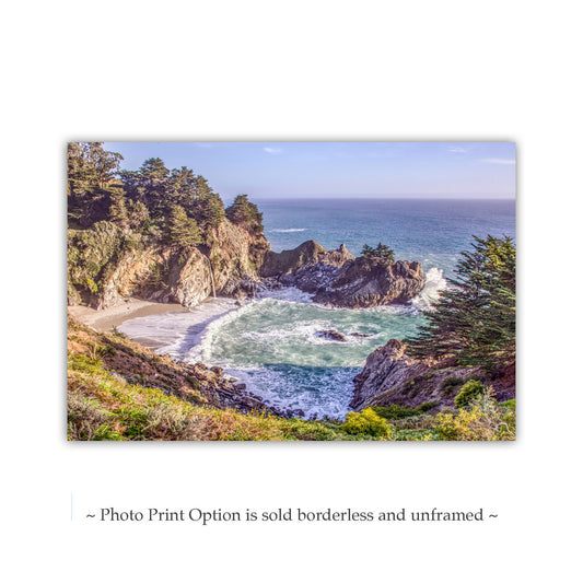 Big Sur Beach Waterfall Art | McWay Falls Pacific Coast Photo