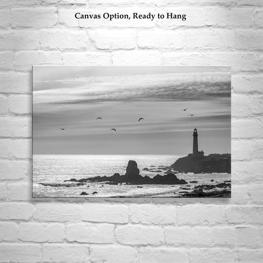 California Lighthouse Wall Art in Black & White at Pigeon Point