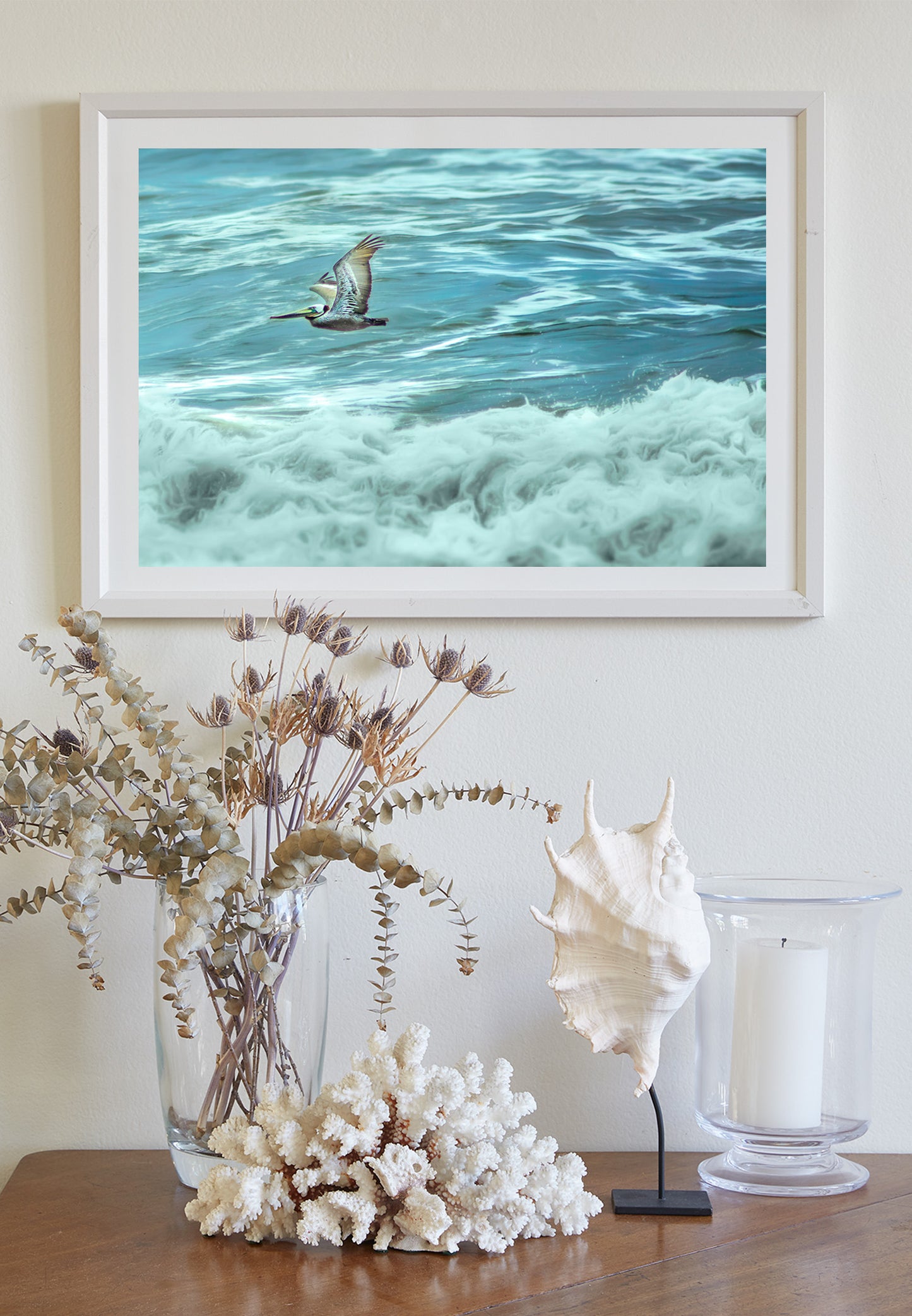 Flying Pelican Wall Art Print at Pacific Ocean San Diego California