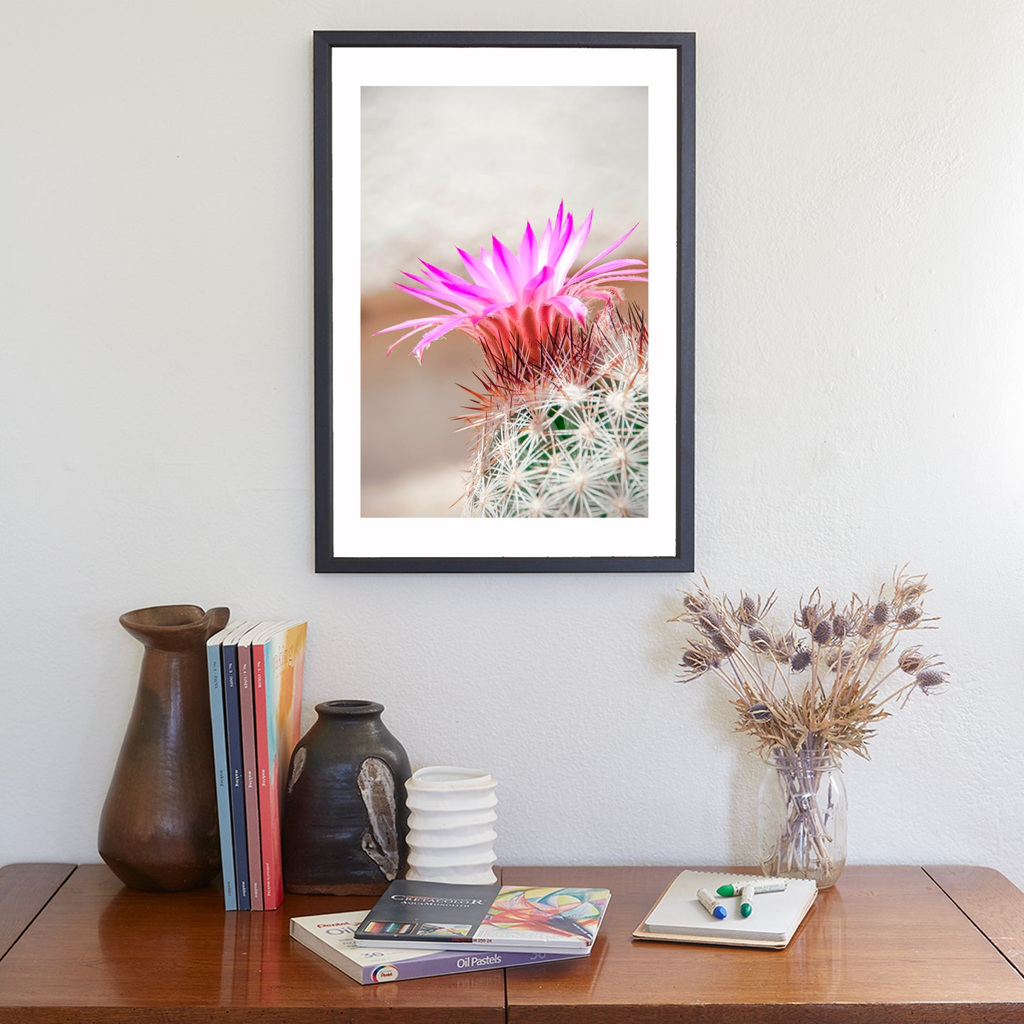 Cactus Flower Art Print in Pastel | Arizona Desert Wildflower Wall Decor
