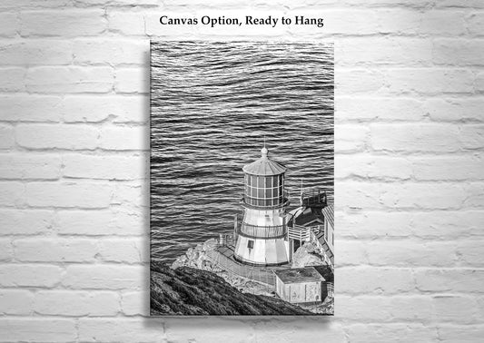 Point Reyes California Lighthouse Photo Print in Black & White