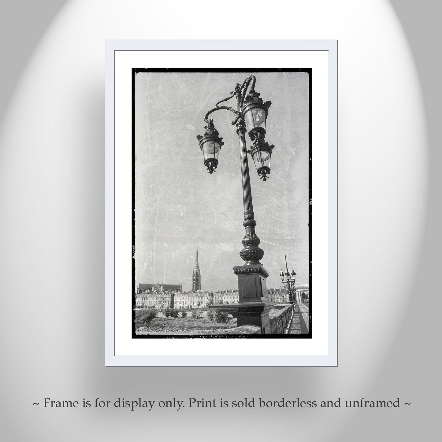 Bordeaux Pont de Pierre Bridge Art Print in Vintage Style