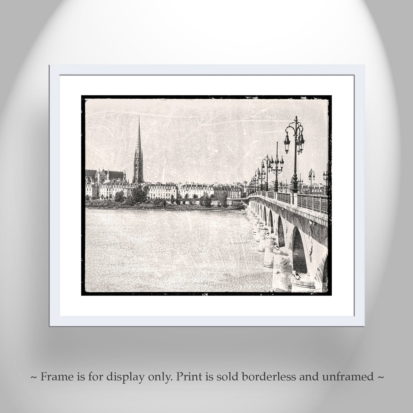Bordeaux France Pont de Pierre Bridge Wall Art in Vintage Style