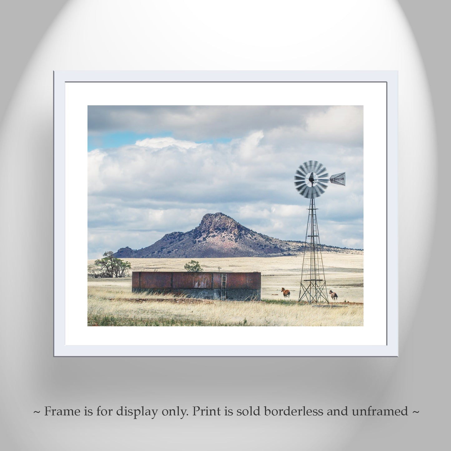 Western Horse Ranch Picture | Equestrian Fine Art Landscape Print for Home | Cowboy Gift | Rustic Western Photography with Windmill