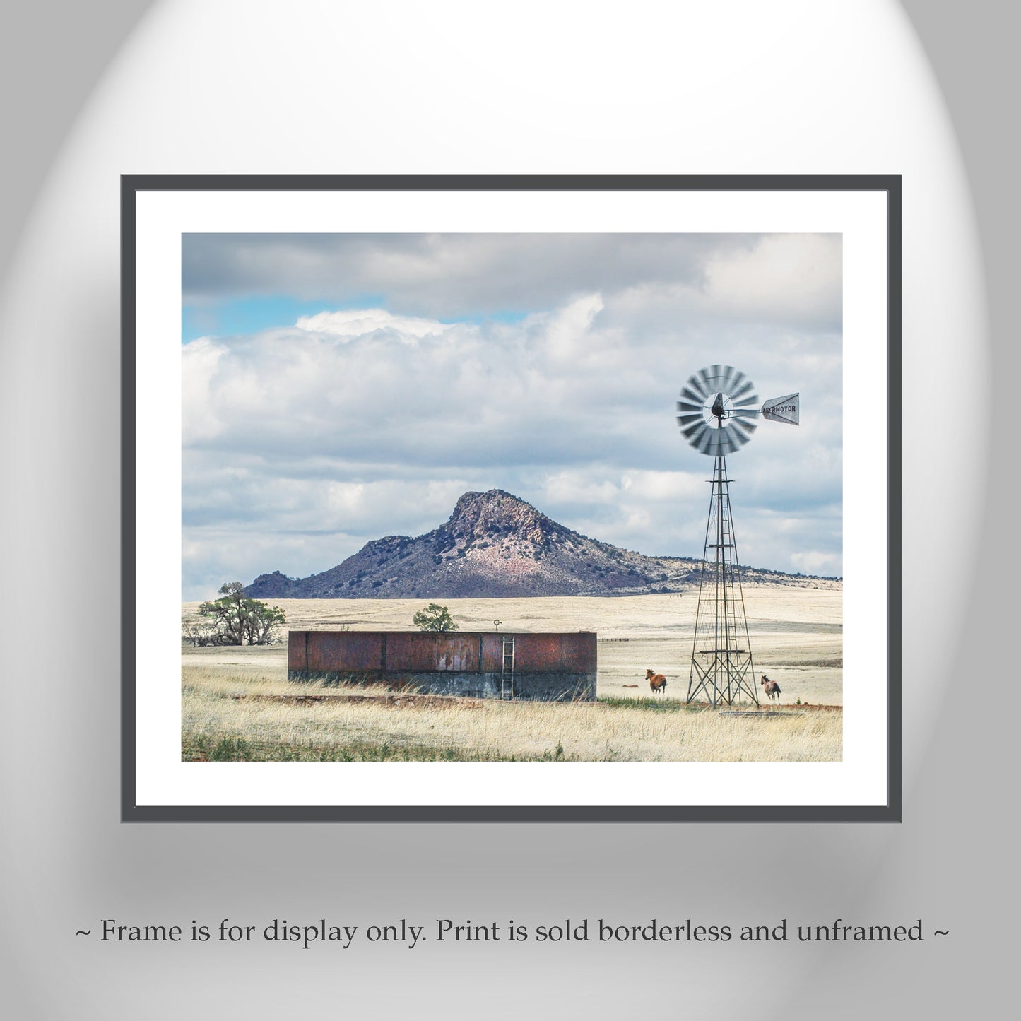 Western Horse Ranch Picture | Equestrian Fine Art Landscape Print for Home | Cowboy Gift | Rustic Western Photography with Windmill