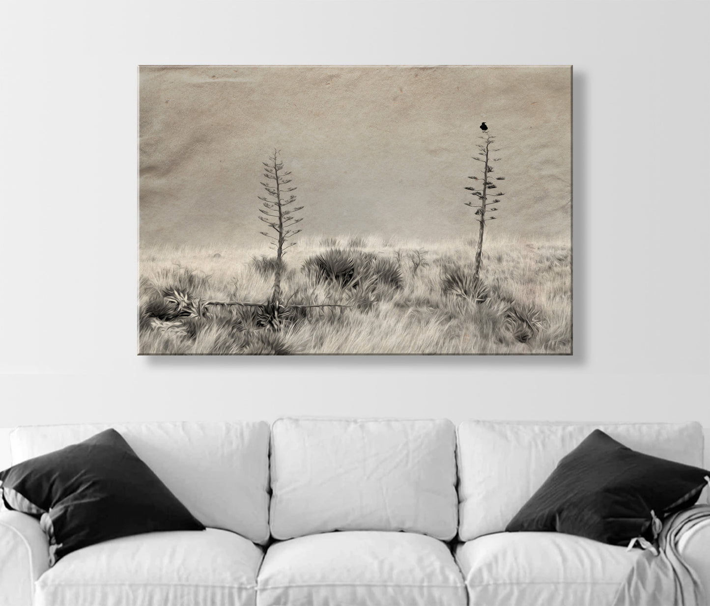 Fine Art Surreal Raven Bird Art with Southwestern Century Plant Agave