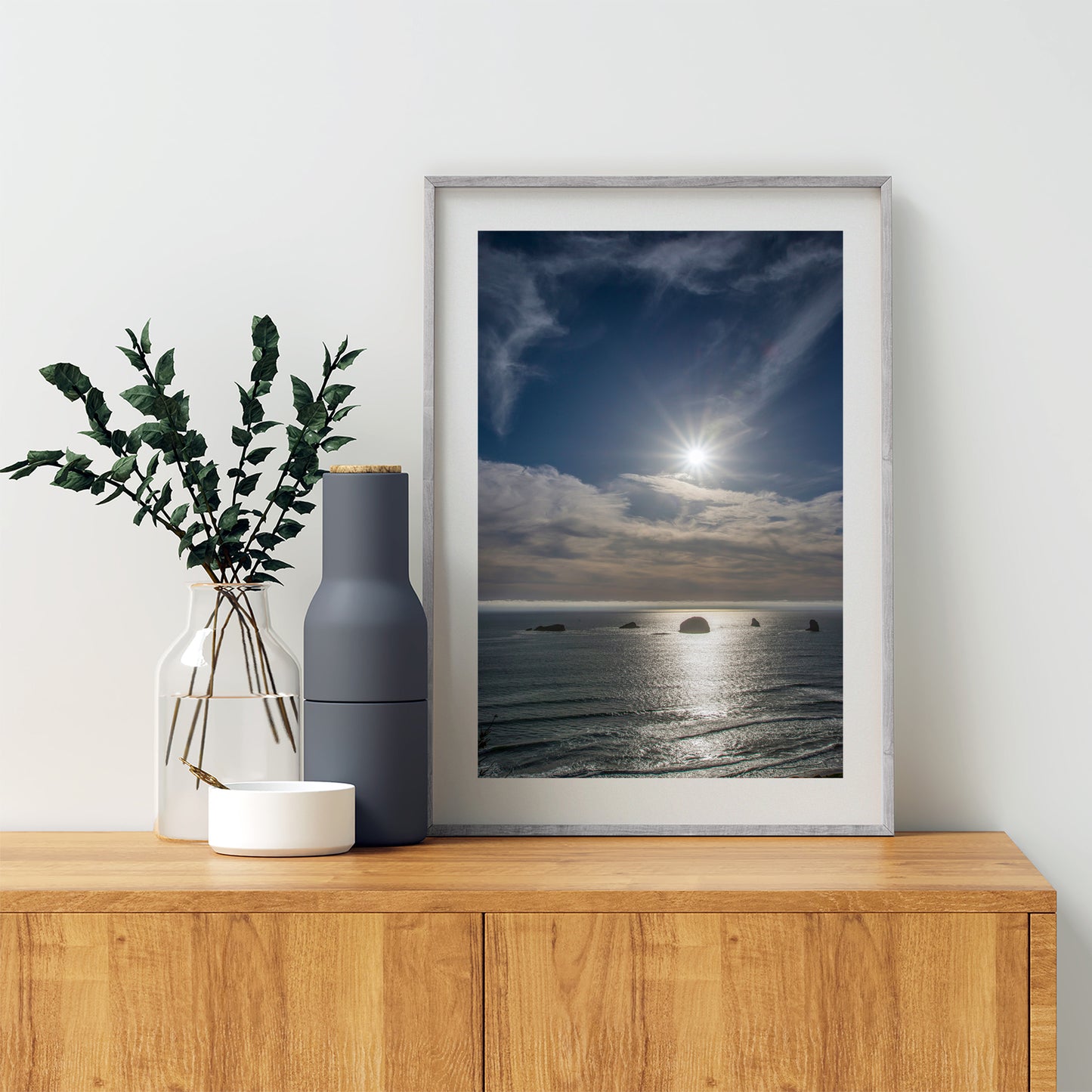 Oregon Coast Pacific Ocean Beach Sunset Photograph at Port Orford | Coastal Islands Gift Art Print for Home or Office