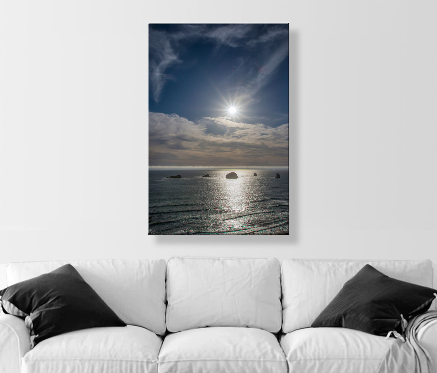 Oregon Coast Pacific Ocean Beach Sunset Photograph at Port Orford | Coastal Islands Gift Art Print for Home or Office