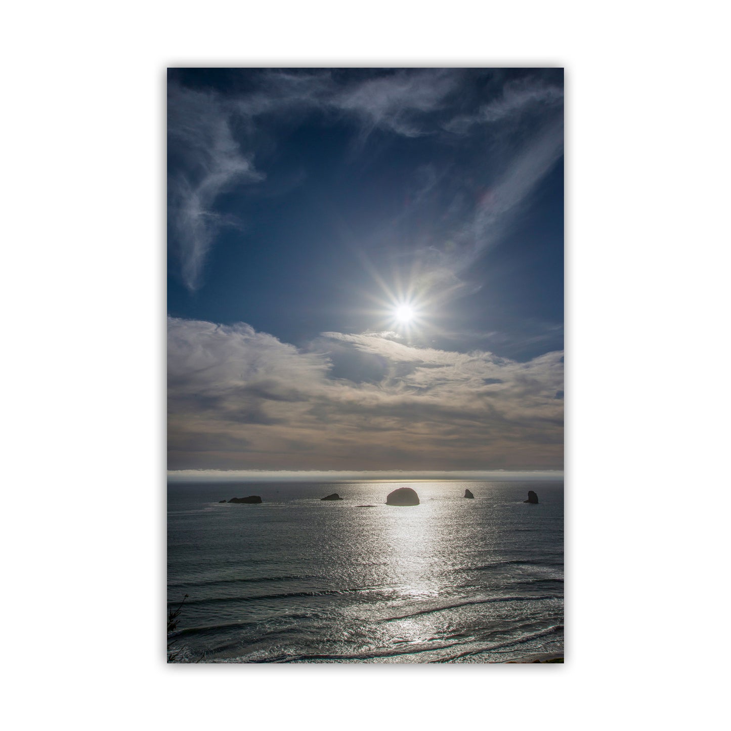 Oregon Coast Pacific Ocean Beach Sunset Photograph at Port Orford | Coastal Islands Gift Art Print for Home or Office