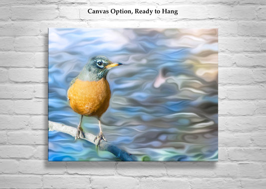 Red Robin Bird Art - Arizona Beautiful Nature Wall Decor for Home