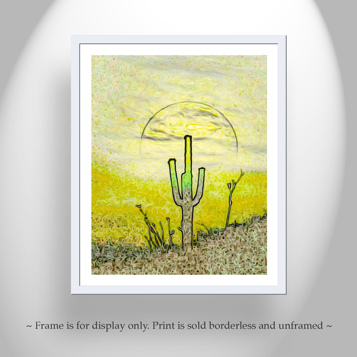 Cactus Art with Psychedelic Desert Sunset at Tucson Arizona