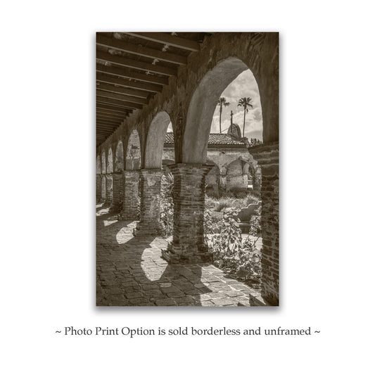 San Juan Capistrano Mission Art - California Church Print in Vintage Sepia Tone
