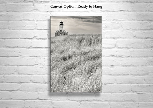 Block Island Lighthouse Art Print | Rhode Island Beach Grass Decor