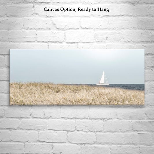 Block Island Sailing Panorama - Rhode Island Beach Grass Coastal Print