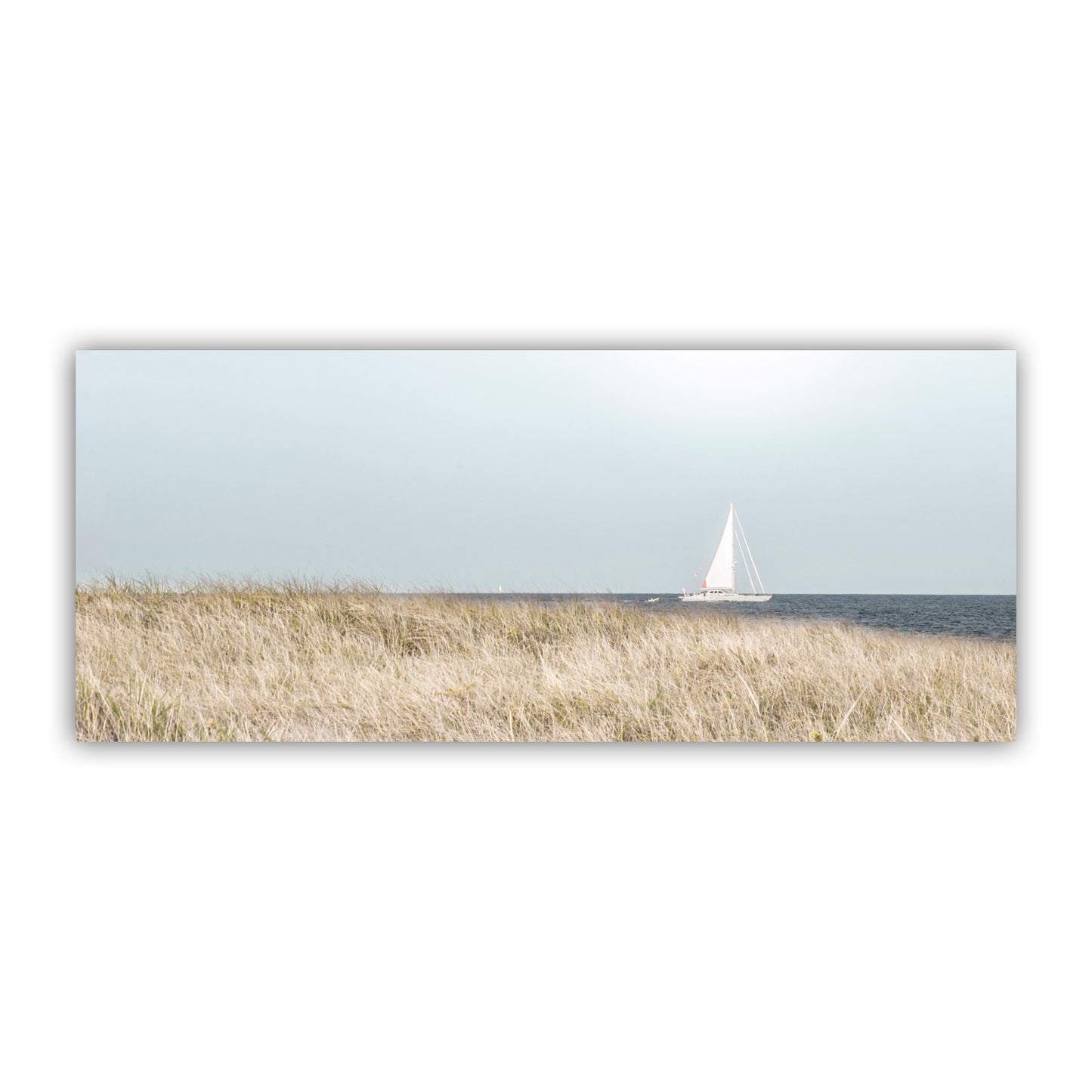 Beach Grass and Block Island Sailing – Elegant Coastal Panorama Print