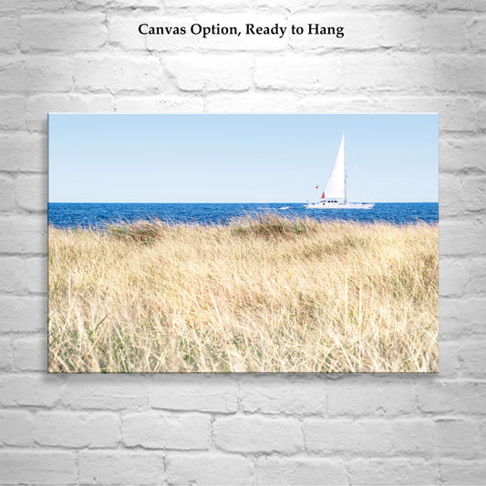 Block Island Sailboat Art | Atlantic Ocean Beach Grass Fine Art Sailor Gift