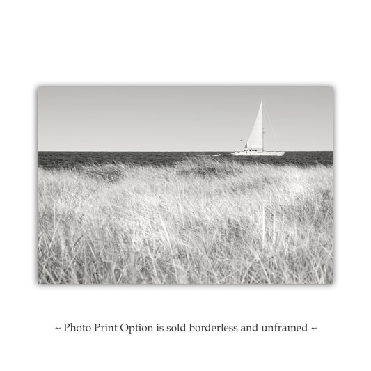 Block Island Sailboat with Beach Grass - Rhode Island Coastal Wall Art