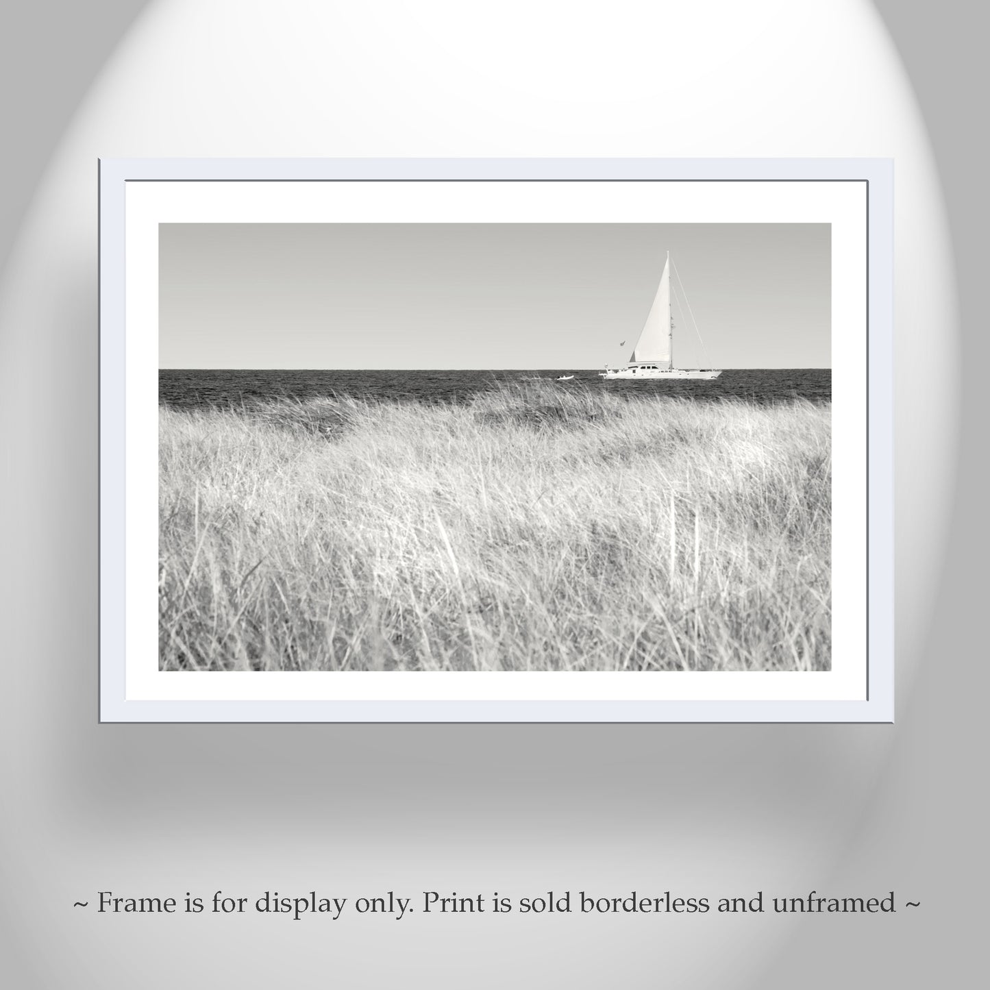 Elegant Minimalist Block Island Sailboat Fine Art Print Print with Beach Grass
