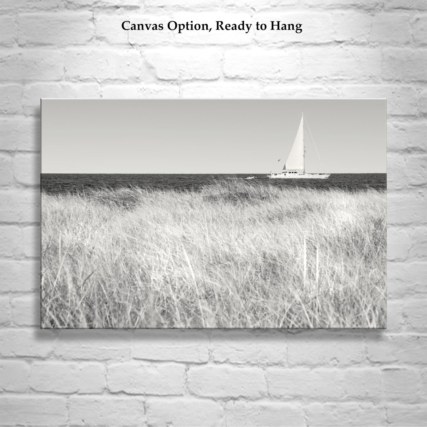 Elegant Minimalist Block Island Sailboat Fine Art Print Print with Beach Grass