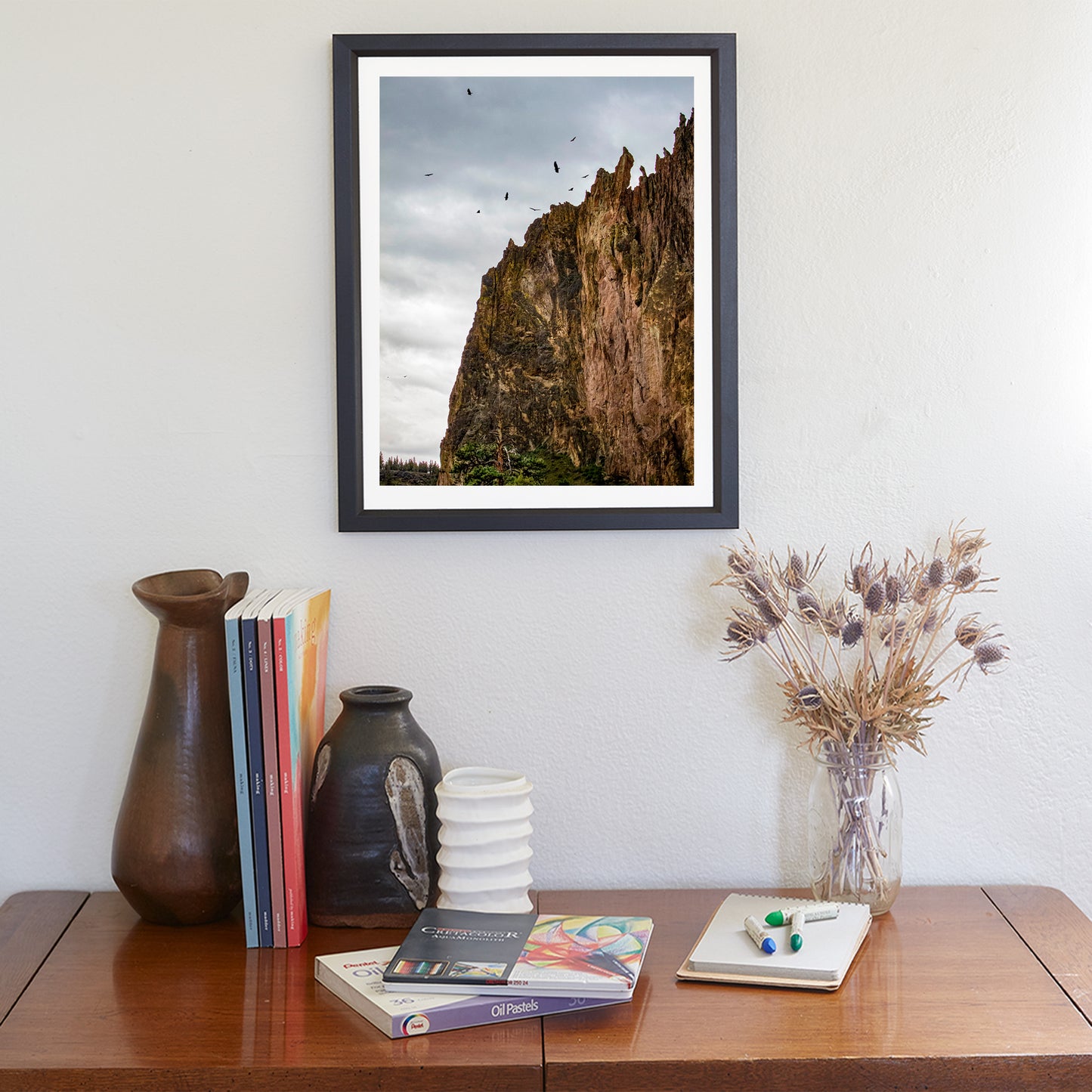 Smith Rock State Park Central Oregon Desert Art with Soaring Hawks
