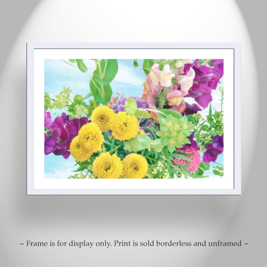 Flower Bouquet Still Life Photograph as Bright Color Floral Wall Art