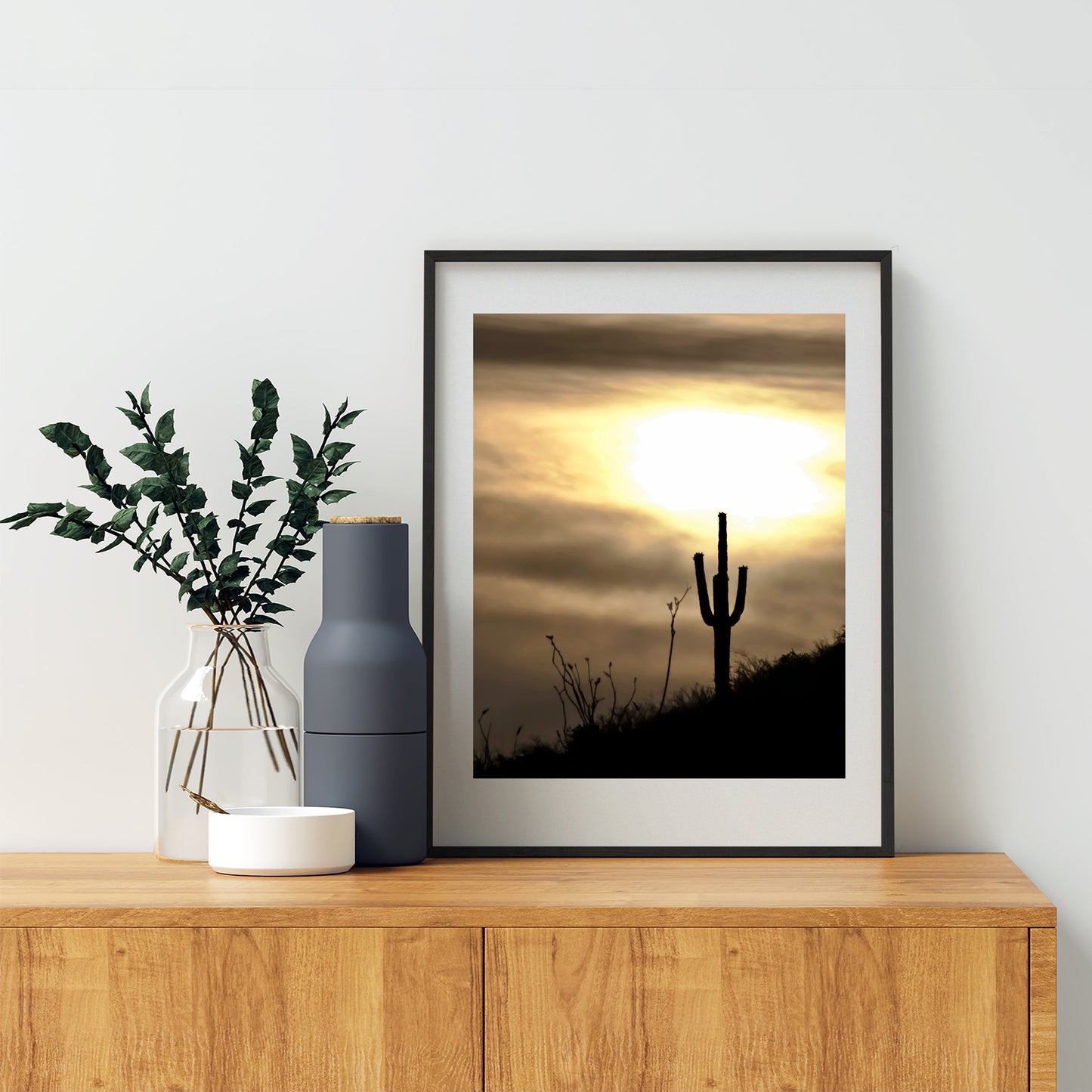 Desert Sunset Art with Arizona Cactus as Southwestern Decor