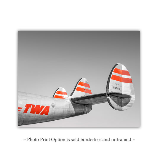 TWA Aviation Art Black and White Pilot Gift Vintage Airplane