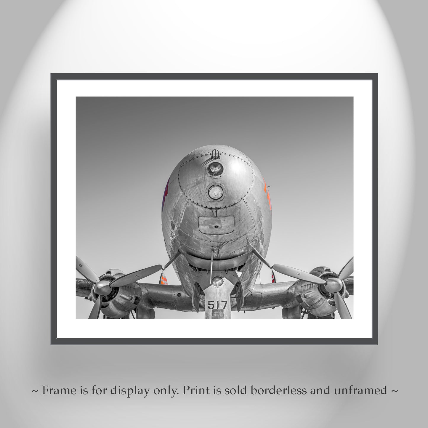 Aviation Wall Decor with Vintage TWA Constellation as Gift for Pilot in Black and White