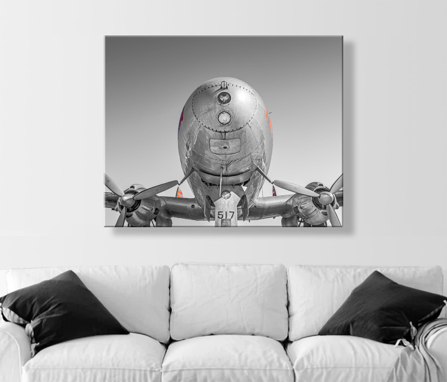 Aviation Wall Decor with Vintage TWA Constellation as Gift for Pilot in Black and White