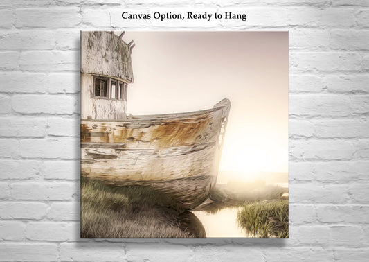 Tomales Bay Marin County Wall Art | Old Shipwreck Square Nautical Picture