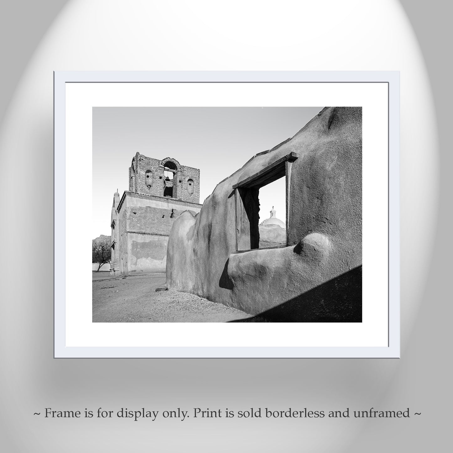 Old Desert Adobe Arizona Church Art Print in Black and White