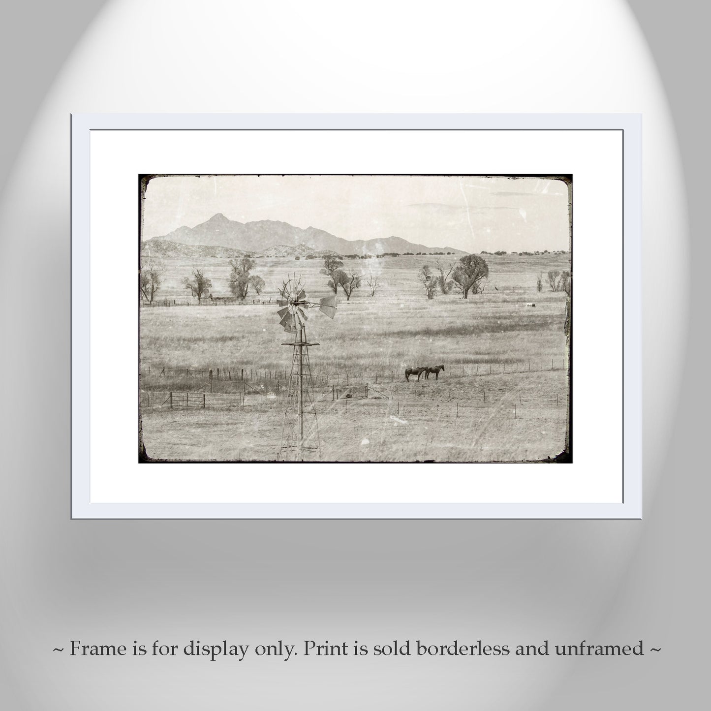 Vintage Santa Rita Mountain Arizona Horse Ranch Landscap | Rustic Equestrian Art Print | Western Art Gift