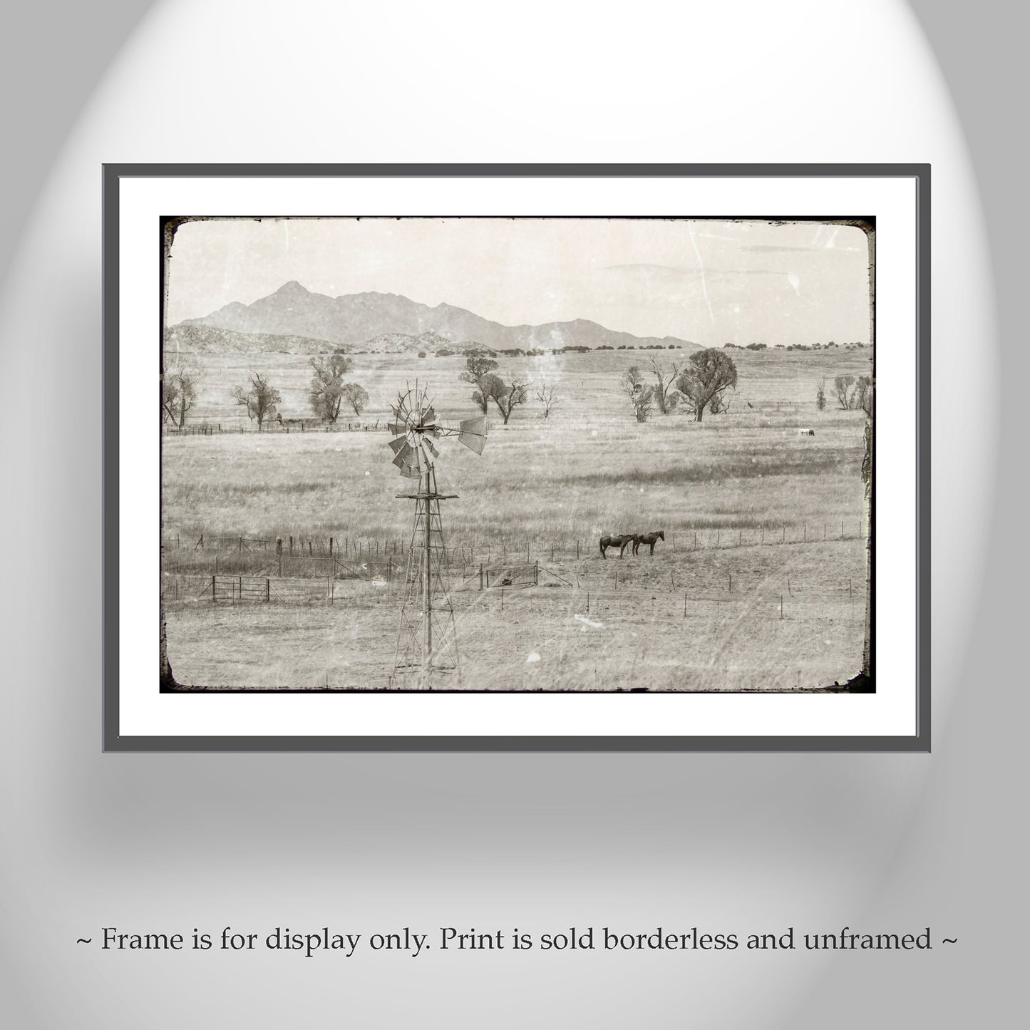 Vintage Santa Rita Mountain Arizona Horse Ranch Landscap | Rustic Equestrian Art Print | Western Art Gift