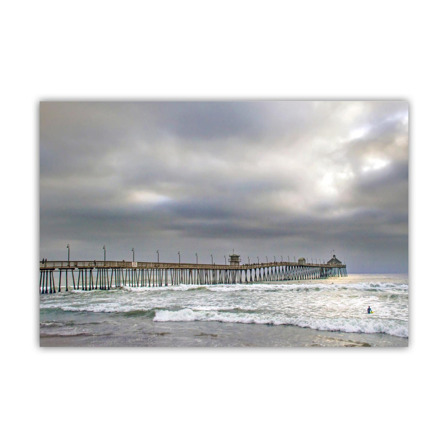 Imperial Beach Pier San Diego Surf Art Print | California Coastal Photography with Surfers | Ocean Wall Decor Gift for Home or Office