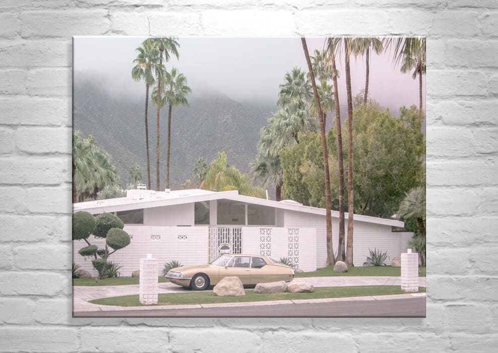 Palm Springs Midcentury Modern Home With Vintage Maserati SM Art Print