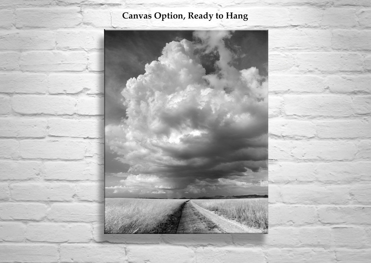 Black and White Western Prairie Landscape Print – Thunderstorm Art