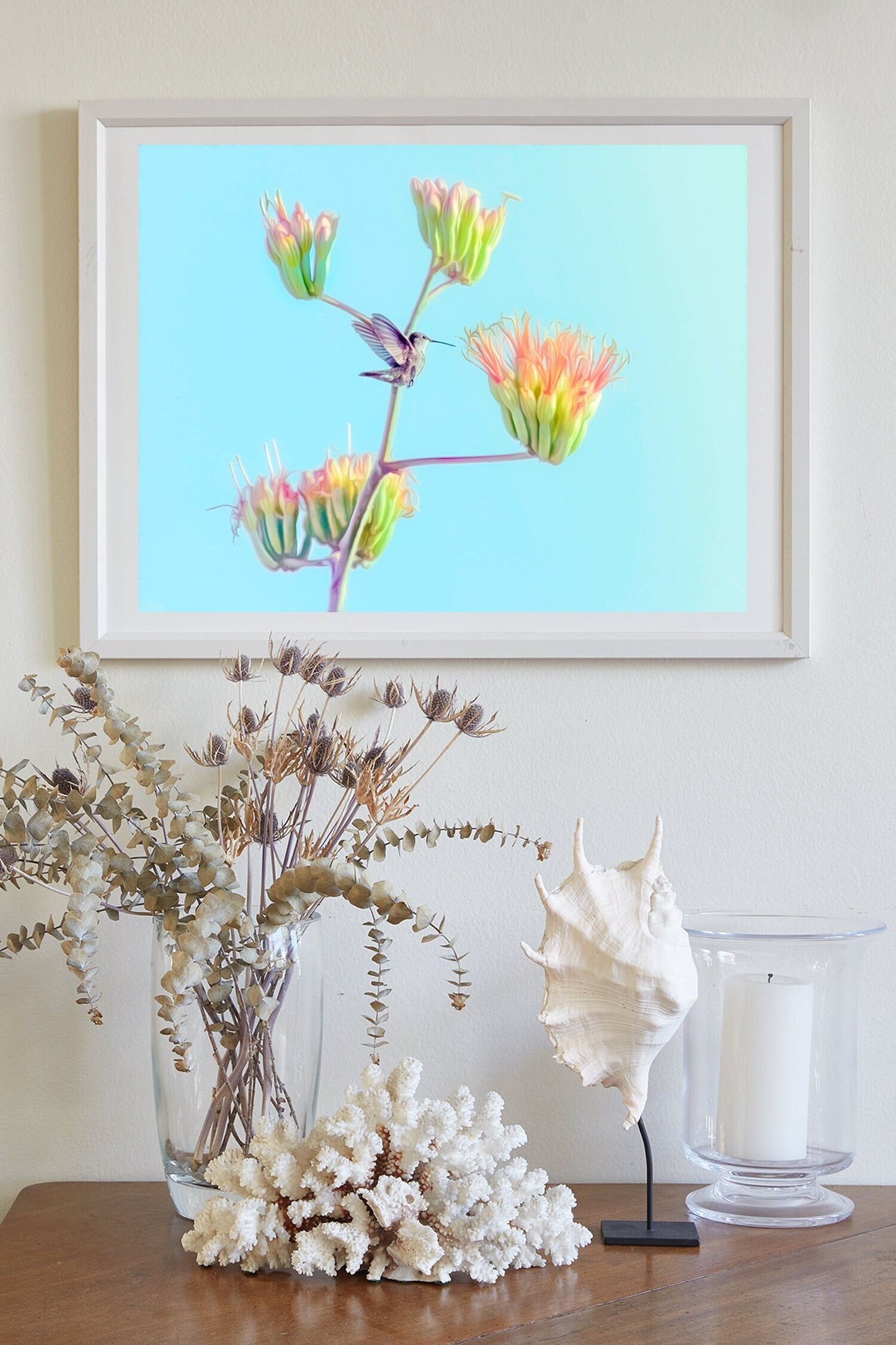 Hummingbird Artwork on Spring Arizona Desert Agave