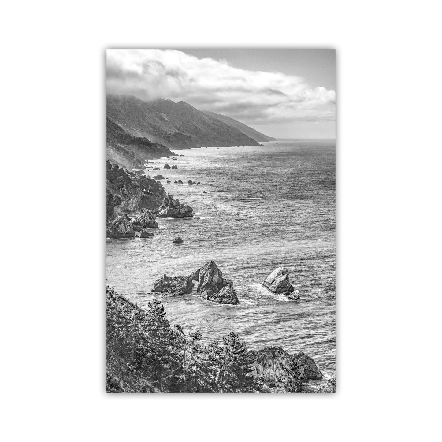 Pacific Coast Black and White Framed Art | Big Sur California Gift
