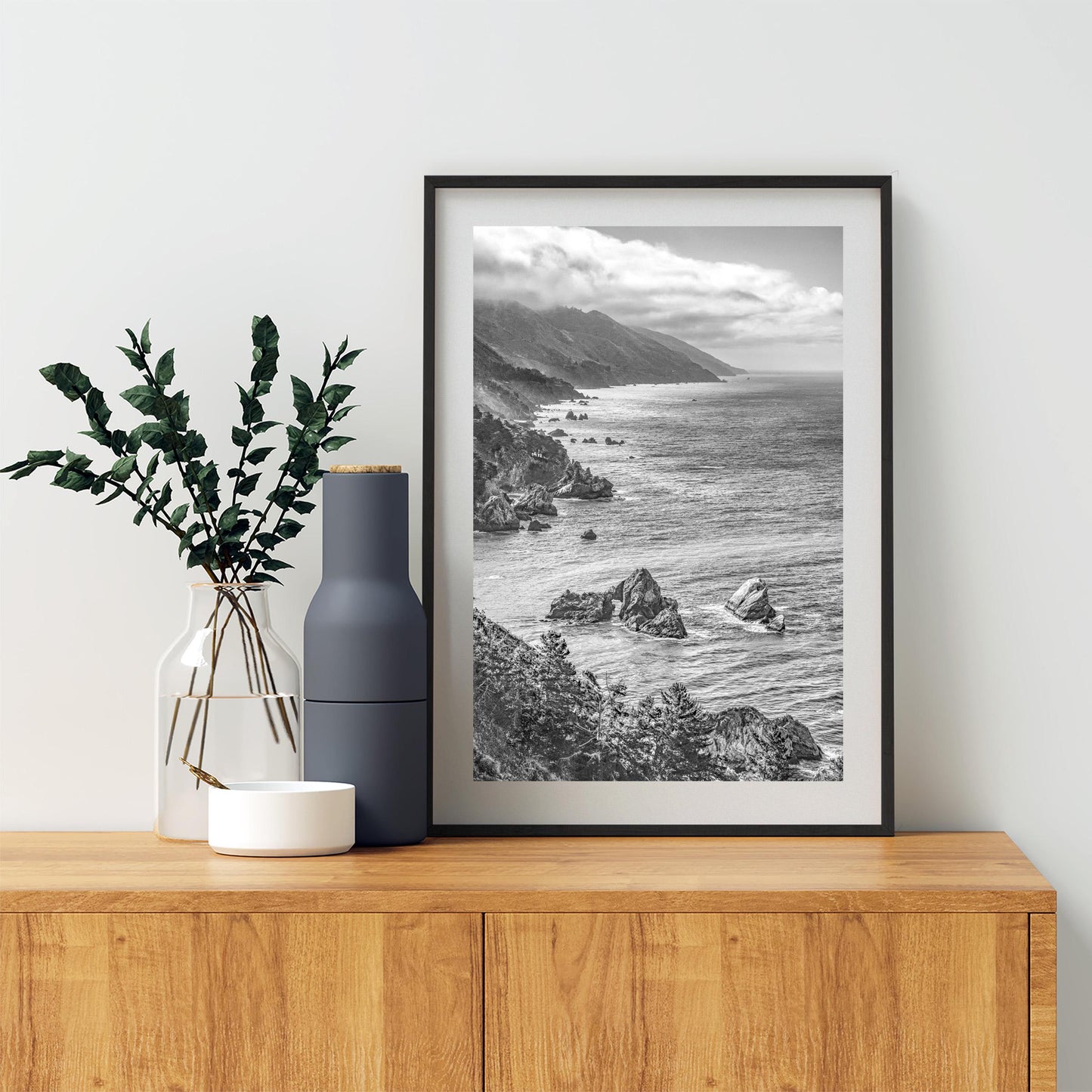 Pacific Coast Black and White Framed Art | Big Sur California Gift