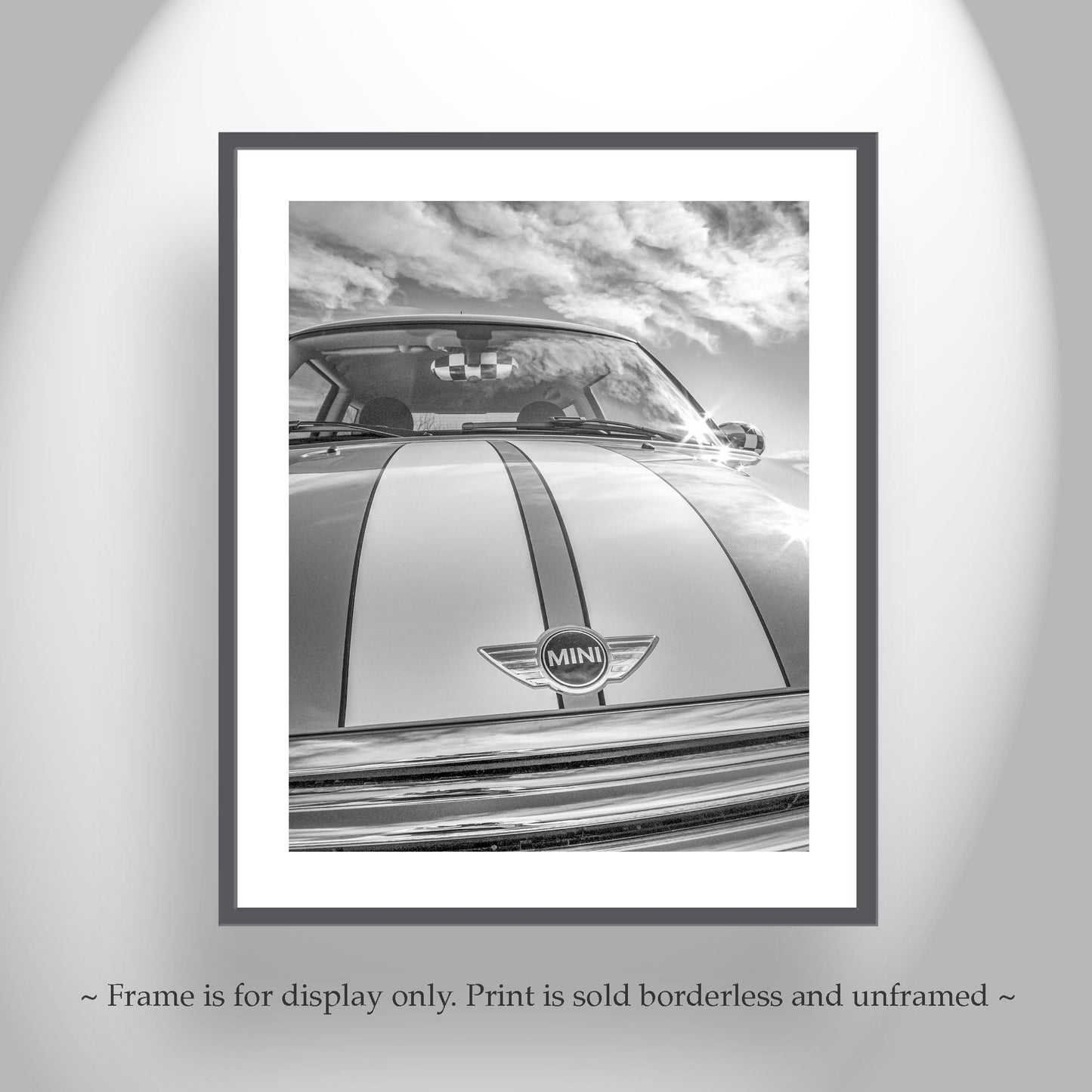 Mini Cooper Car Art Print in Black and White | British Car Art