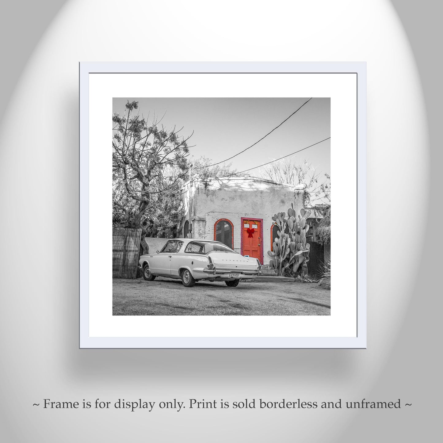 Old Tucson Arizona Photo| Vintage Barrio Viejo House and Plymouth Barracuda | Southwest Wall Décor Gift | Square Art Print