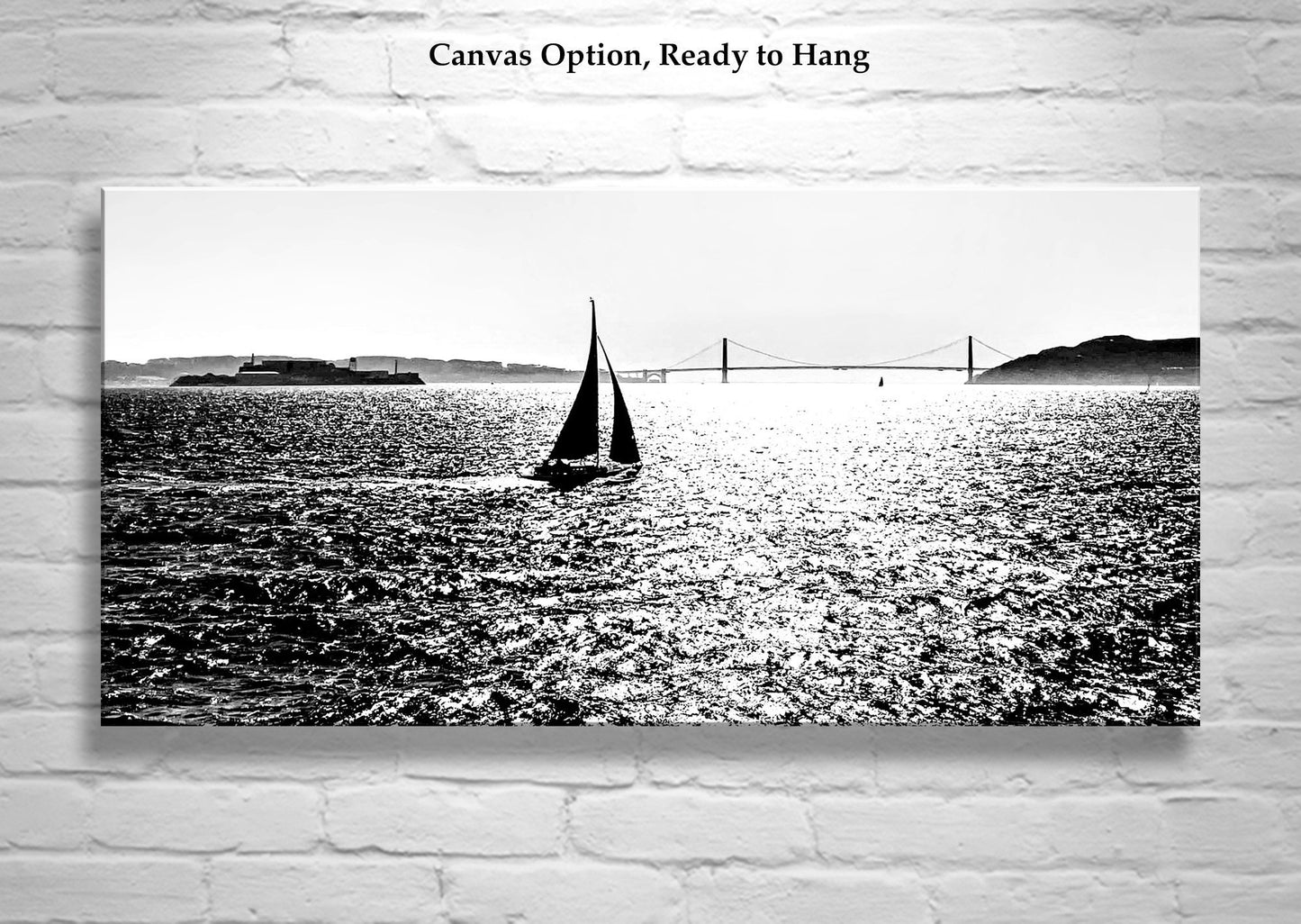 San Francisco Bay Sailing Panoramic Art on Framed Canvas