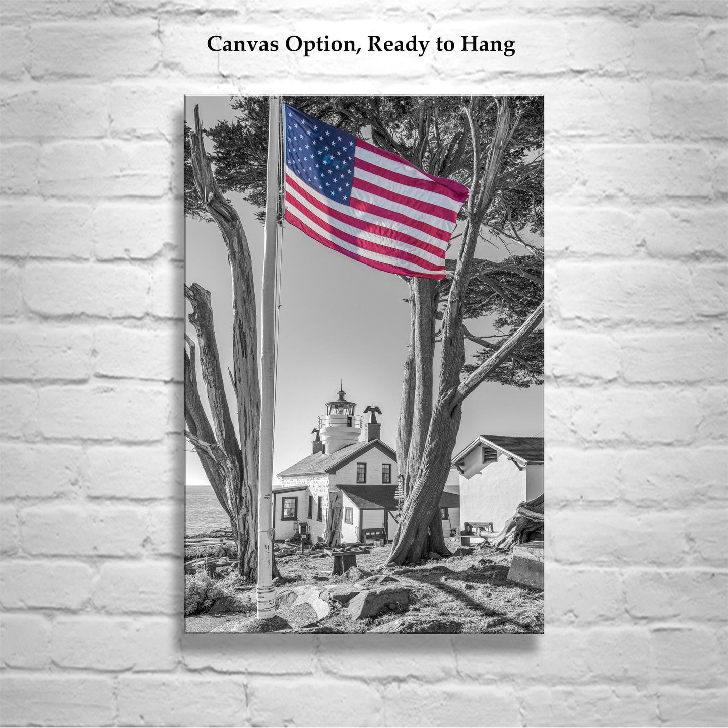 Crescent City California Lighthouse Print in Black and White